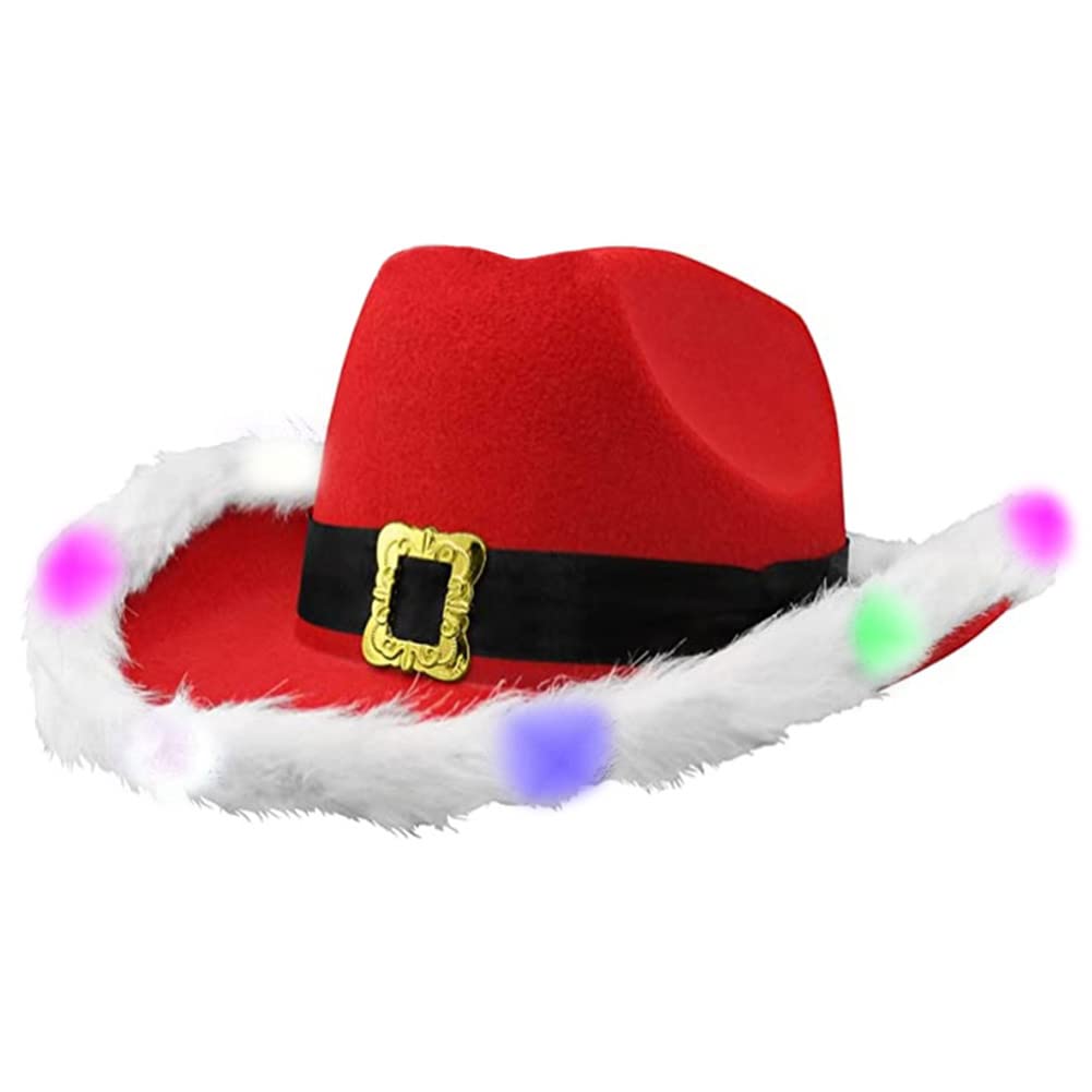 IBLUELOVER LED Lighted Cowboy Hat Western Sparkly Cowgirl Hat Disco Rodeo Dance Party Cap Novelty Trilby Fedora Cap for Fancy Dress Christmas Halloween Birthday Wedding Festival Party