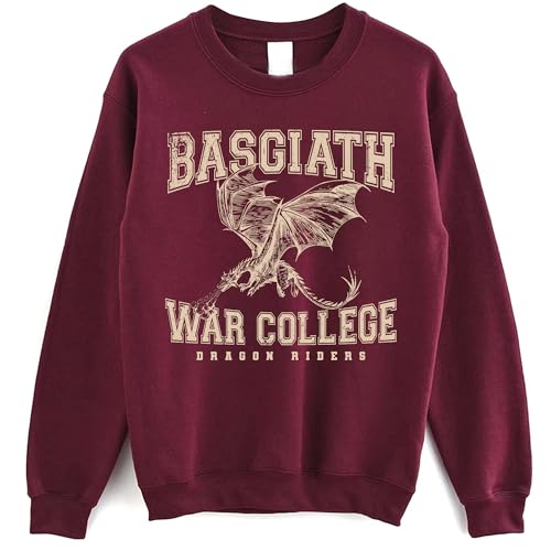 SsofieStore Basgiath War College Sweatshirt - Fourth Wing Book Dragon Rider Violet Sorrengail Sweater M Maroon