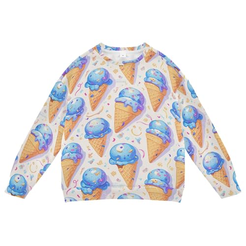 JUNZAN Ice Cream Pattern Blue Little Kids Hoodie Sweatshirt Fleece Boys Sweat Shirt Camping 4T