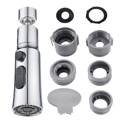 1 extensión de grifo con 1 juego de adaptadores, cabezal de pulverización para grifo de cocina, adaptador de grifo, protector antisalpicaduras para rociador de grifo, accesorio giratorio para