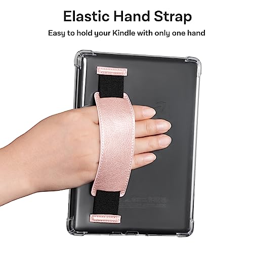 Image of CoBak Clear Case for 6 inch E-Reader 2024 and 2022 (11th Generation) with Elastic Hand Strap - Ultra-Slim Soft TPU Transparent Cover, Lightweight & Durable Protection.Rosegold
