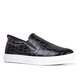 J. Adams Glimmer Sneakers for Women - Black Faux Croc Slip On Shoes - 9
