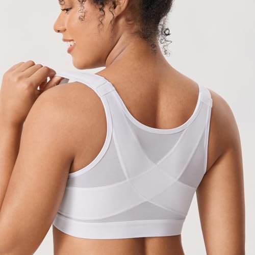 Image of DELIMIRA Women's Front Closure Posture Wireless Back Support Full Coverage Bra