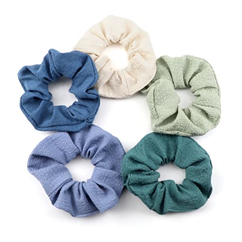 XHSHED Scrunchies Hair Ties for Women, Fashion Solid Colors Fabric Elastic Hair Scrunchies for Frizz Prevention and Keep Gentle Style Preservation, Hair Accessories Gift for Girls (Silk 5pcs)