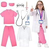 MGparty Doctor Costumes for Kids Halloween Cosplay Dress Up Accessories for Boys Girls
