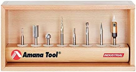 Amana Tool - AMS-128 8-PC 'V' Carving CNC Router Bit Collection, 1/4" Shank