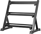 Dumbbell Rack 3 Tier Solid Steel Weight Rack Holder 1000lbs Capacity Quick Assembly Dumbbell Weight Storage Rack For Home Gym,Black