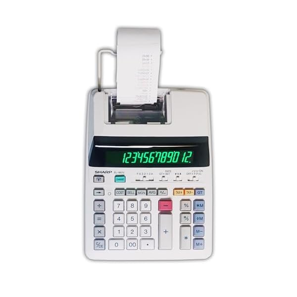 Sharp EL-1801V Ink Printing Calculator, Fluorescent Display, AC, Off-White