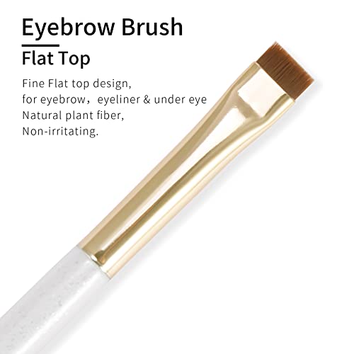 Flat Angled Eyebrow Brush & Fine Angled Eyeliner Brush & Eyelash Brush Set By Enzo Ken, Fine Angled Brow Brush, Flat Eyebrow Brush, Eyeliner Brush Fine Angled, Winged Eyeliner Brush Angled. (White,163-3P) #TOP3