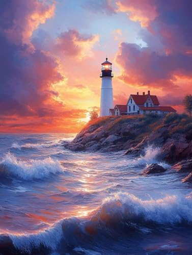 Peinture diamant adulte phare et mer pour décorer votre salon avec un DIY 5D