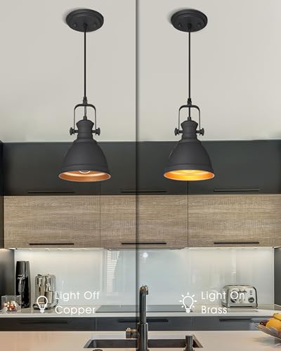 Audickic Pendant Lights, Minimalist Pendant Lighting for Kitchen Island, Hanging Light Fixtures with Black Metal, 3-Pack, AD-2151-1P3 - Image 3