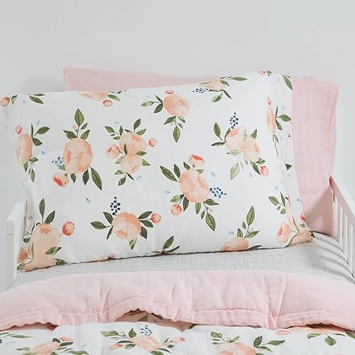 Image of Little Unicorn Standard Pillowcase 2 Pack | Super Soft & Breathable Muslin Fabric | Snug Envelope Closure | for Crib and Toddler Bed (Watercolor Roses Grande 2)