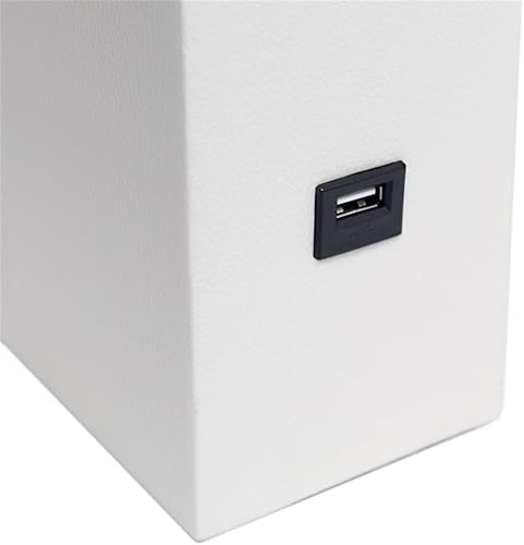 Miniatura 2 de Elegant Designs LT1053-WHT Lámpara de mesa moderna de cuero con USB y pantalla de tela blanca, color blanco (paquete de 1)