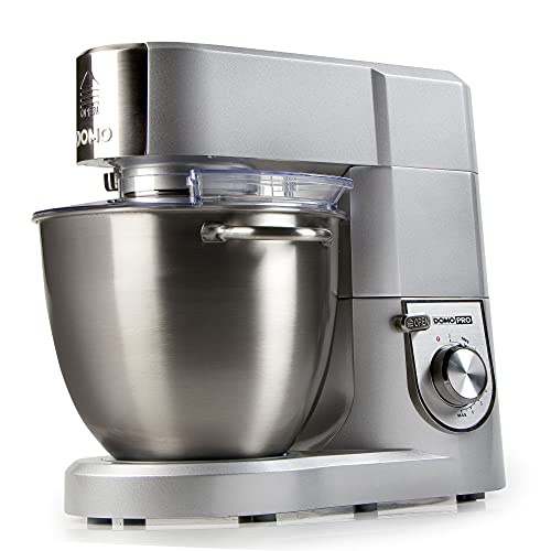 Küchenmaschine mit XL Edelstahlschüssel, 6,7Liter Schale, Profi-Knetmaschine mit 1500Watt Leistung, silber