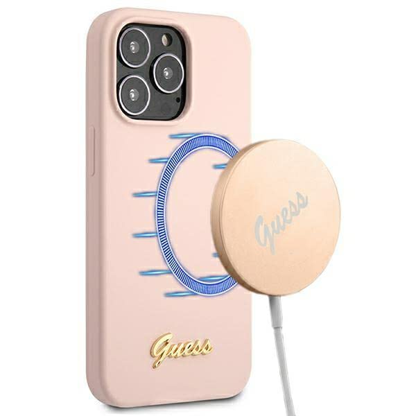 Guess Cover Magsafe In Silicone Rosa Chiaro Per IPhone 13 Pro Max (6,7") - Modello GUHMP13XLSLMGLP