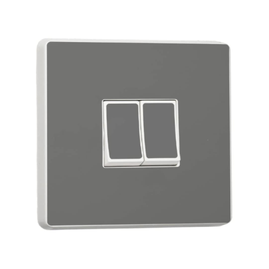 Stika.co Silver Pack Of 2 Plain Light Switch Stickers – Vinyl Skin Cover Decals For Double Switches – Stylish Home Décor Accessories