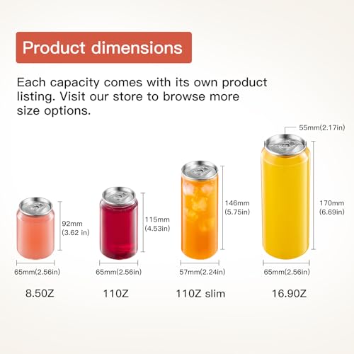 Image of 16.9OZ(500ml) Disposable Juice Bottles 100 Pack - Plastic Sealable Can Cups with Lids for Boba, Smoothie, Drinking, Clear Beverage Container with Easy Open Lids