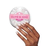 Olive & June Instant Mani Press-On Nails (Glue) | 42 Fake Nails, 21 Sizes | Non-Toxic, Long-Lasting Recycled Materials Realistic Look | Spring Flowers & Patterns | Medium, Oval | Pink Goldfish