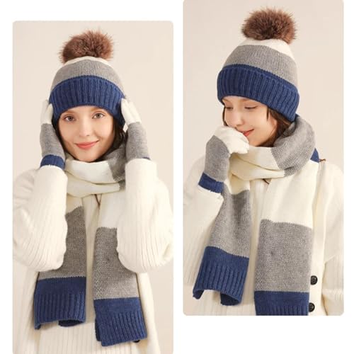 Gorro y bufanda para mujer con mitones de lana que retienen el calor corporal 3