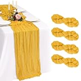 Showgeous 4 Pack Runner da Tavolo in Garza Oro 10FT Boho Rustica Garza Trasparente 35 x 120 pollici Decorazioni Romantiche per Tavolo per Matrimonio Festa Baby Shower Compleanno Casa Vacanze