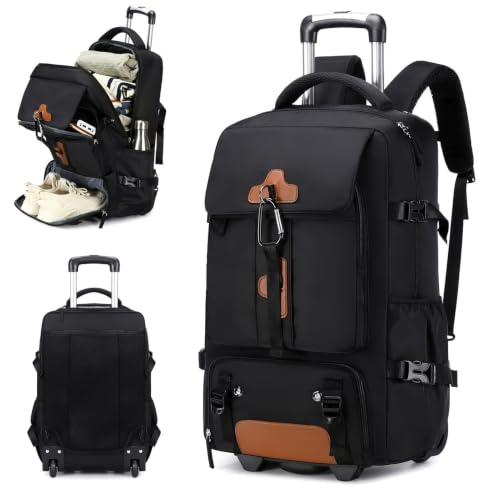 Mochila con ruedas para portátil 16 pulgadas grande y negra para hombre y mujer