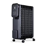 MYLEK Oil Filled Radiator Portable Smart Heater 2KW WiFi App Enabled, 3 Heat Settings, Timer, LED Display, Energy Electric Efficient, Safety Tip Over Protection (Black 2000W)