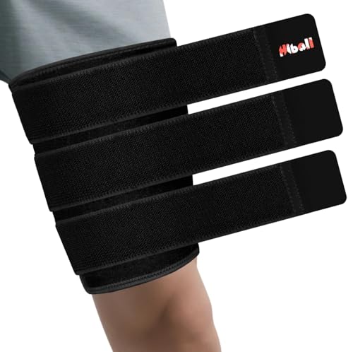 hiball adjustable thigh and hamstring compression sleeve with 3 pressure straps thigh brace for women men non-slip hamstring compression wrap quad support bandage upper leg brace for pulled groin