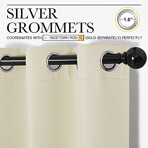 Image of NICETOWN Kitchen Curtains, Short Curtains for Bedroom Windows, Thermal Insulated Room Darkening Curtain Panels for Girls Room, Cafe (Beige, 34 inch W by 63 inch L, 1 Pair)