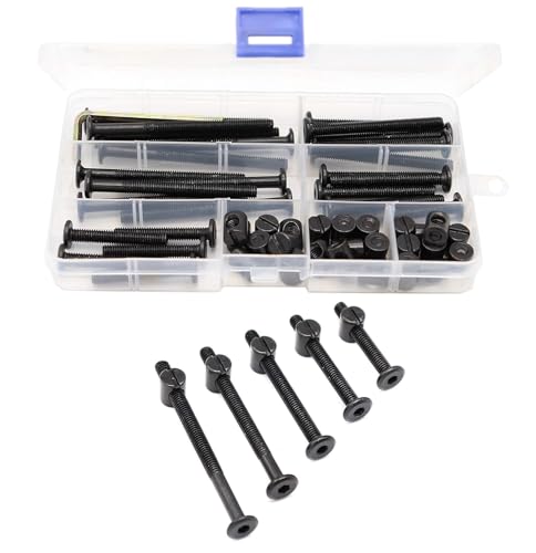 Crib Screws Hardware Replacement Kit, 18-Set M6x25/35/45/55/65 Hex Drive Socket Cap Screws Barrel Nuts Assortment Kit for Beds Headboards Chairs Furniture (18Set M6 X 25/35/45/55/65mm)
