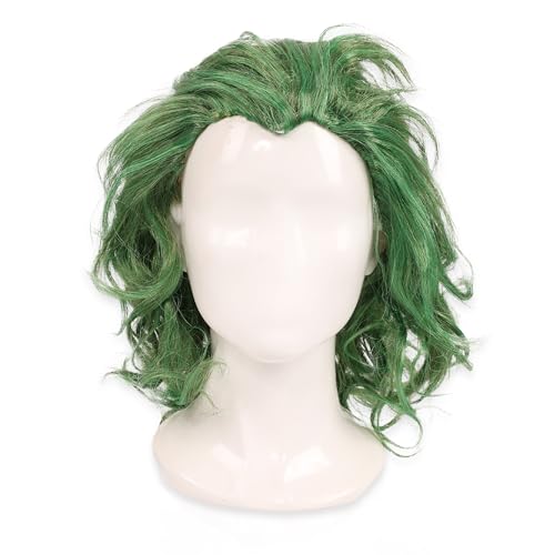 Adults Villain Wig - Pack of 1 - Vibrant Green Slicked Back Wig - Mens Womens Joking Villain TV Film Movie World Book Day Scary Halloween Fancy Dress Costume Accessory