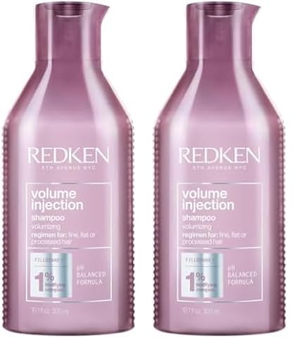 REDKEN - Shampoing Volume - Lifting À La Racine - Douceur & Brillance - Formule Légère, Vegan - Filloxane & Complexe Bodifying - Cheveux Fins & Plats - Volume Injection - 300 ml (Lot de 2)