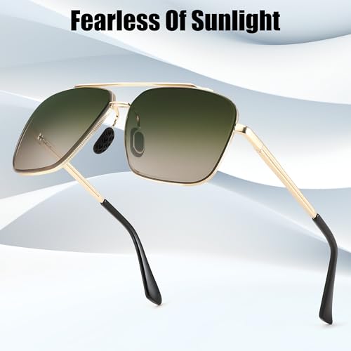 FEISEDY Women's and Men's Fashion Oversize Square Metal Gradiant Pilot Sunglasses B4145 — view 3
