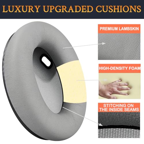 Image of SOULWIT Lambskin Replacement Earpads for Sony WH-1000XM4 (WH1000XM4) Headphones, Ear Pads Cushions with Noise Isolation Foam, Added Thickness, Without Affecting Sensor - Brilliant Grey