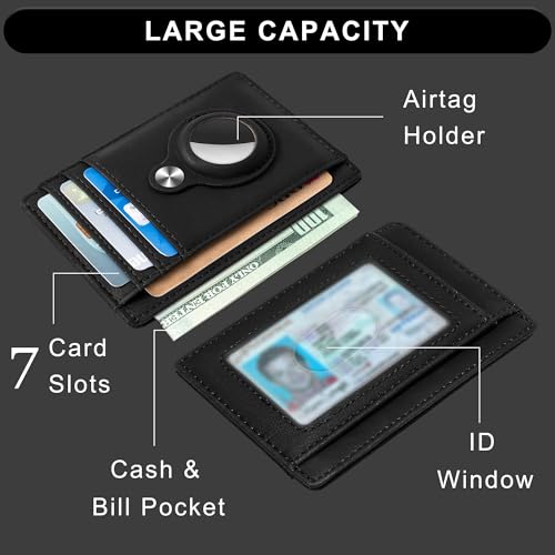 hawanik slim minimalist front pocket air tag wallet rfid blocking card holder wallet with airtag holder