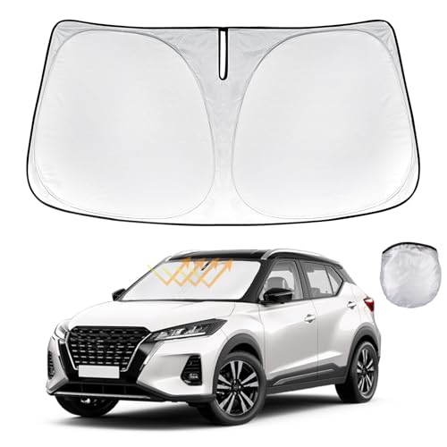 for Kicks Windshield Sun Shade Sunshade for 2018 2020 2021 2022 2023 2024 2025 Nissan Kicks S SV SR Crossover Accessories 2-Layer Car Front Window Sun Visor Shield Foldable Protector Blocks UV