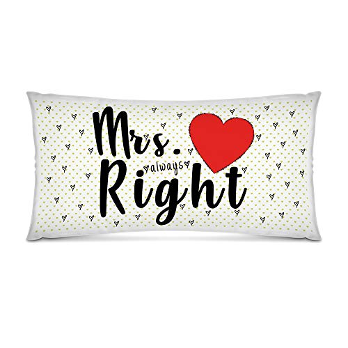 Print Royal XXL-Deko-Kissen mit Spruch Mrs. Right - 80 x 40 cm/Geschenk-Idee/Wohnen/Dekoration/Familie/Kopf-Kissen - inkl. Kissenfüllung