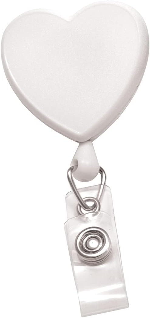 Bulk 25 Pack - Heart Shaped Retractable Badge Reel with Rotating Swivel Spring Clip - Cute Heavy Duty Name Tag Reels for Nurses, Pediatrics, Teachers, EKG and More by Specialist ID (Pink)