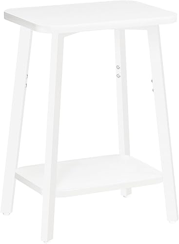 Miniatura 12 de Mesa auxiliar, pequeña mesa auxiliar rectangular con estante de almacenamiento, mesita de noche de 2 niveles, mesa de sofá, mesita de noche para