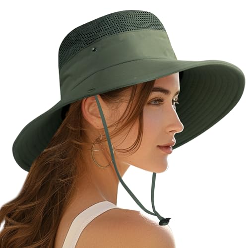 PFFY Chapéus de sol para homens mulheres chapéu de pesca respirável aba larga proteção UV chapéu imp