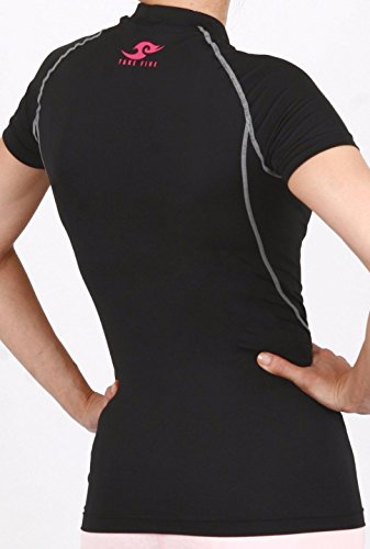 JustOneStyle New 098 Womens Skin Tight Compression Baselayer T Shirt Short Sleeve Black (L)