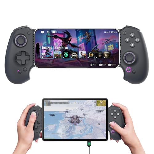 S9 Full-Size Gaming Phone Controller für iPhone 15/16,iPad Mini 6/7,Android Tablets Bluetooth&TypeC Mobile Gamepad Kostenloser Tastenbelegung&App,Genshin Impact&Zenless Zone Zero Hall Effect Joystick