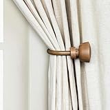 Decorative Curtain Drapery Holdbacks with Faux Wood Design Finials (Chestnut, Set of 2)