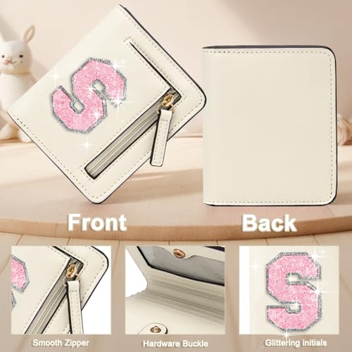 Image of Birthday Gifts for Teen Girl Kids Wallet Girl Wallets Small Initial Rfid Wallet Teen Girls Gift Preppy Stuff for Girls Beige S