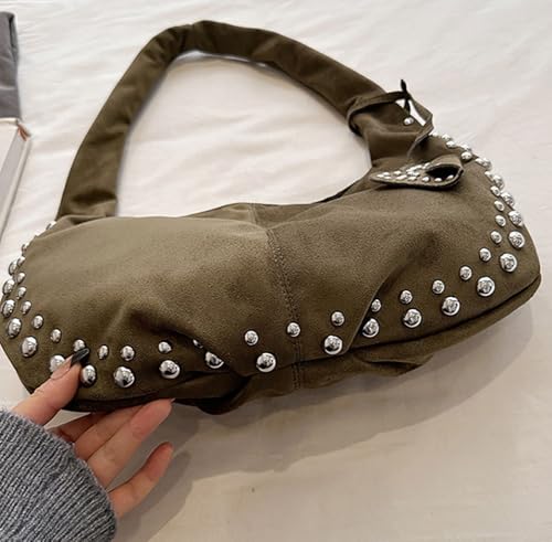 Retro Dumpling Shoulder Bag Studded Purse Convertible Carry Shoulder Purse Handbag Daily Underarm Bag3