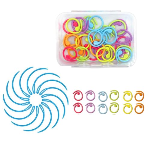 Image of Plastic Yarn Sewing Needle Darning Needles for Yarn Weaving Needles 30 Pcs Stitch Markers Colorful Crochet Stitch Markers for Knitting with Storage Box (Style 2)
