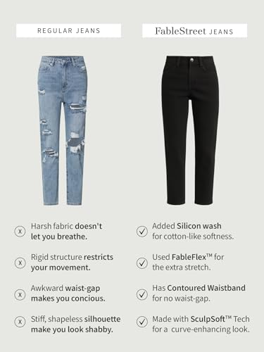 Image of FableStreet Women's Mid Waist Jeans |Wide Leg Jean - Perfect for Travel, Party & Everyday Use