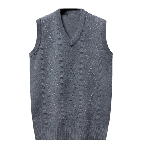 Men Clothes Winter Daily Casual Vest Pullover V-Neck Collar Sleeveless Knitted Sweater Men