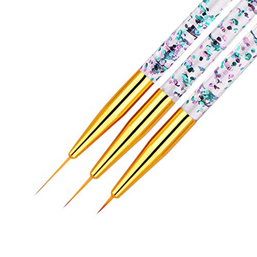 Yelna 3PCS Nail Art Liner Brush UV Gel Painting Acrylic Nail Brushes Drawing Striping Brushes for Short Strokes Details Elongated Lines Nail Art Pen