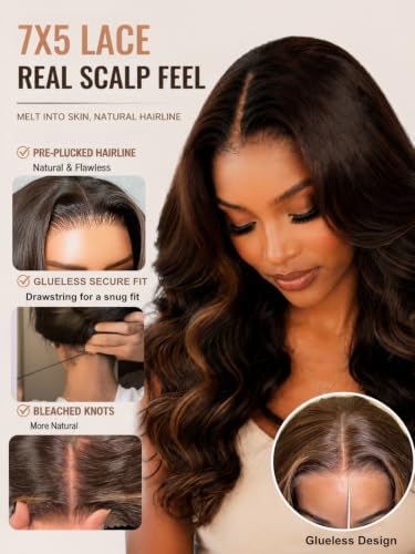 UNICE Bye Bye Slip 7x5 Wig — Espresso Brown Loose Wave 22"