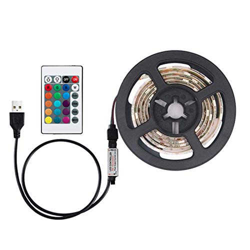DC5V 6W 1M 60 LED RGB striscia luminosa con telecomando, funzionamento USB, 16 colori, 4 modalità, IP65, SMD3528 per casa, feste, TV, decorazione per interni